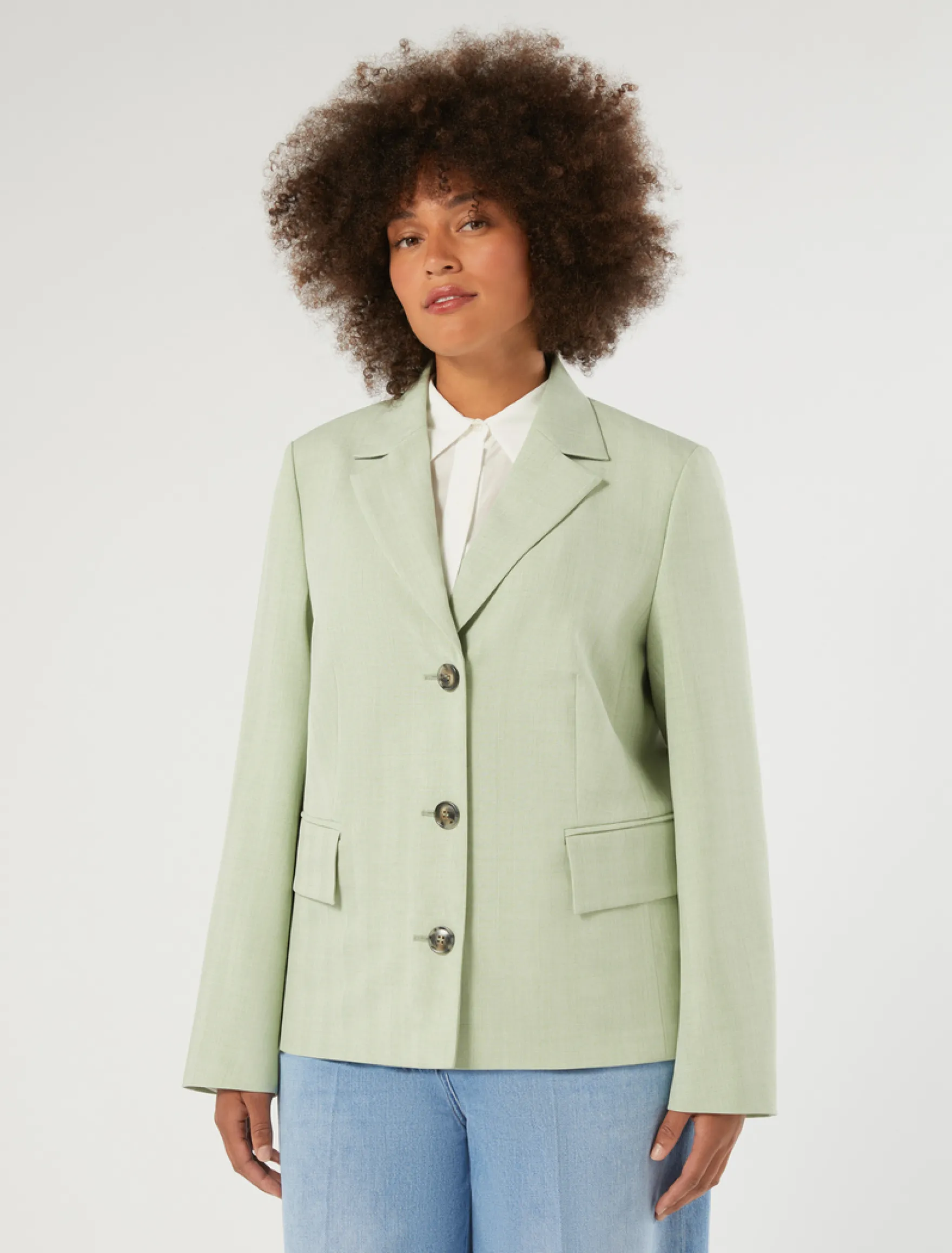 Giacca blazer in twill - VERDE SALVIA