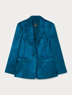 Giacca blazer jacquard - PETROLIO