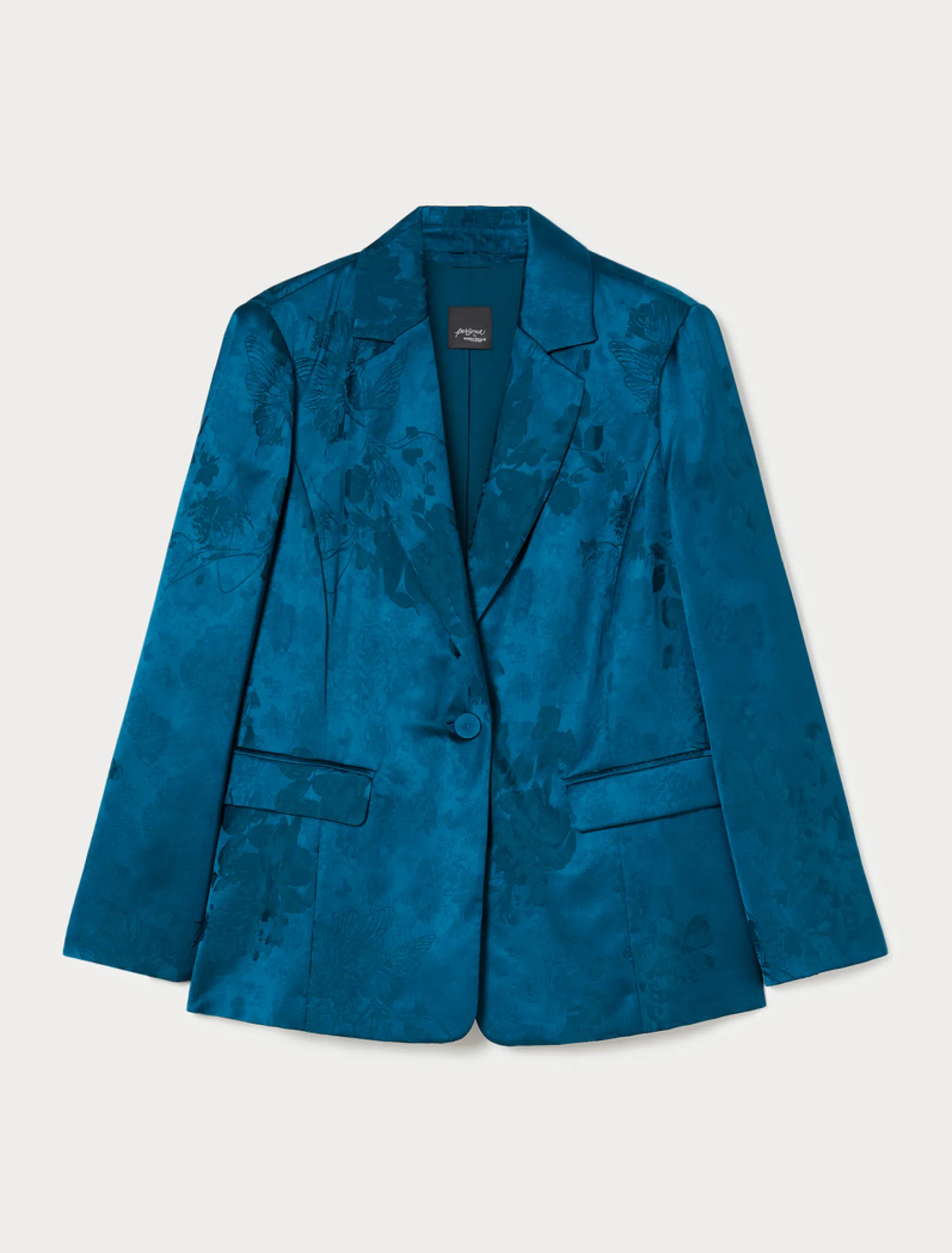 Giacca blazer jacquard - PETROLIO