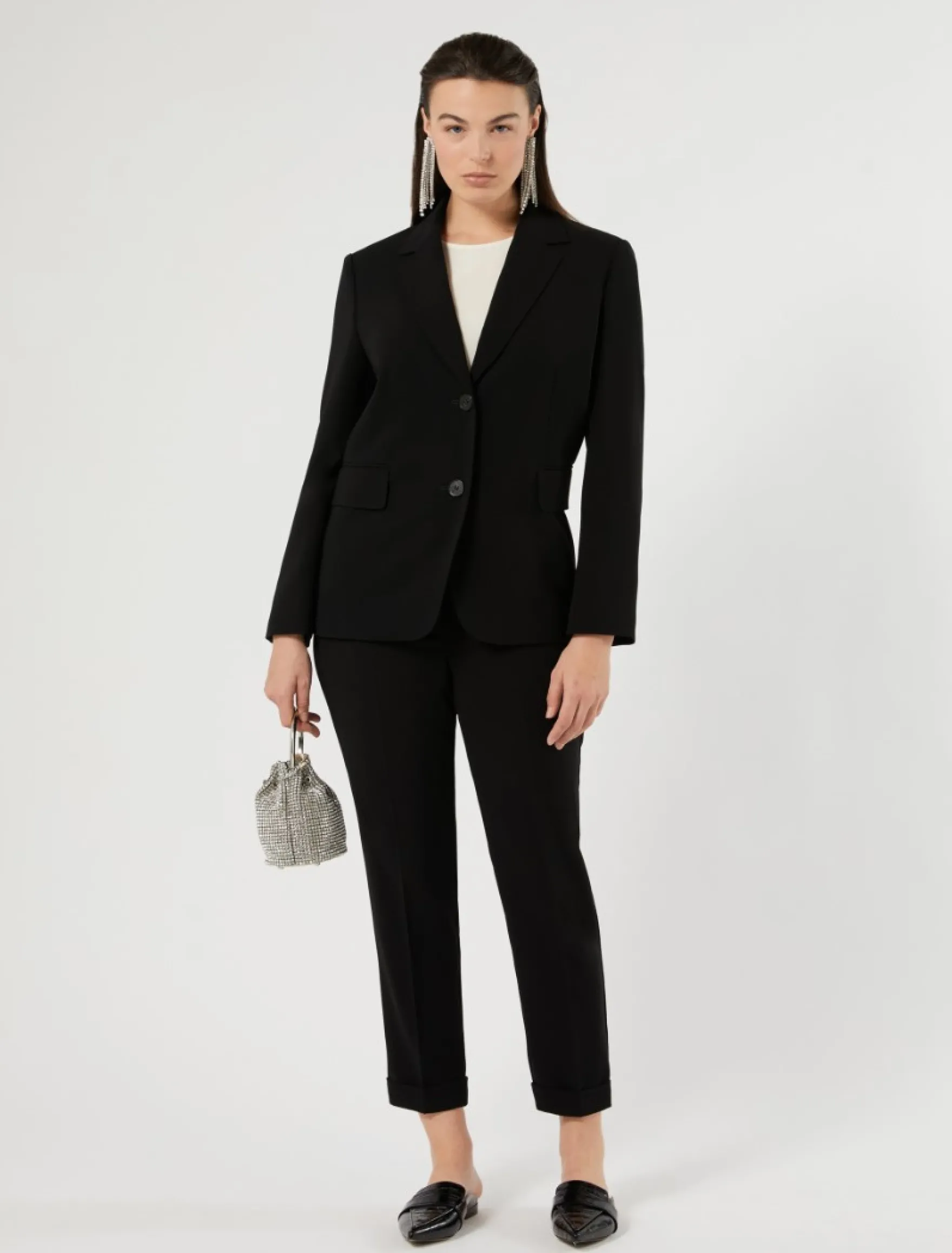 Giacca blazer monopetto in cady - NERO