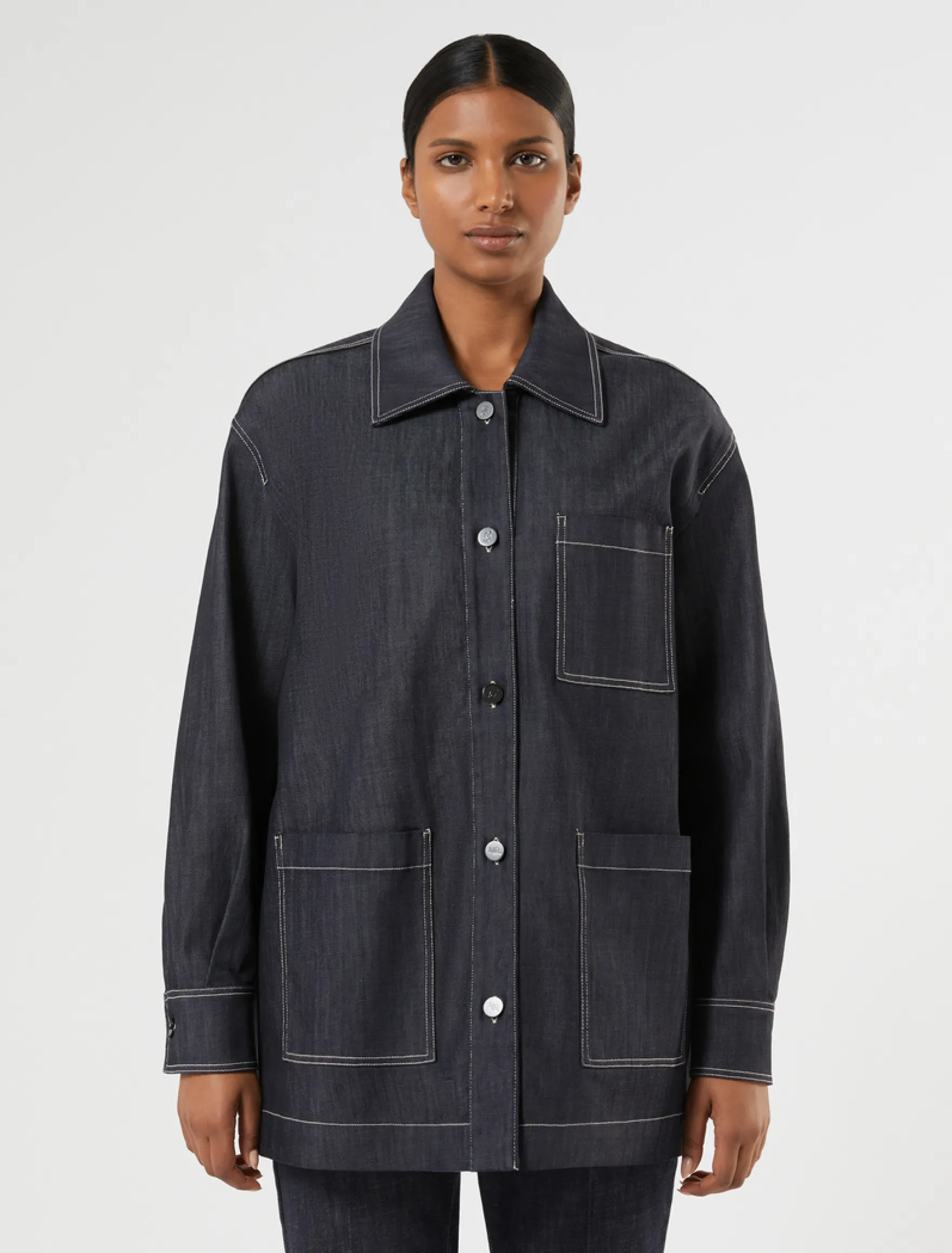 Giacca in cotone stretch - BLU