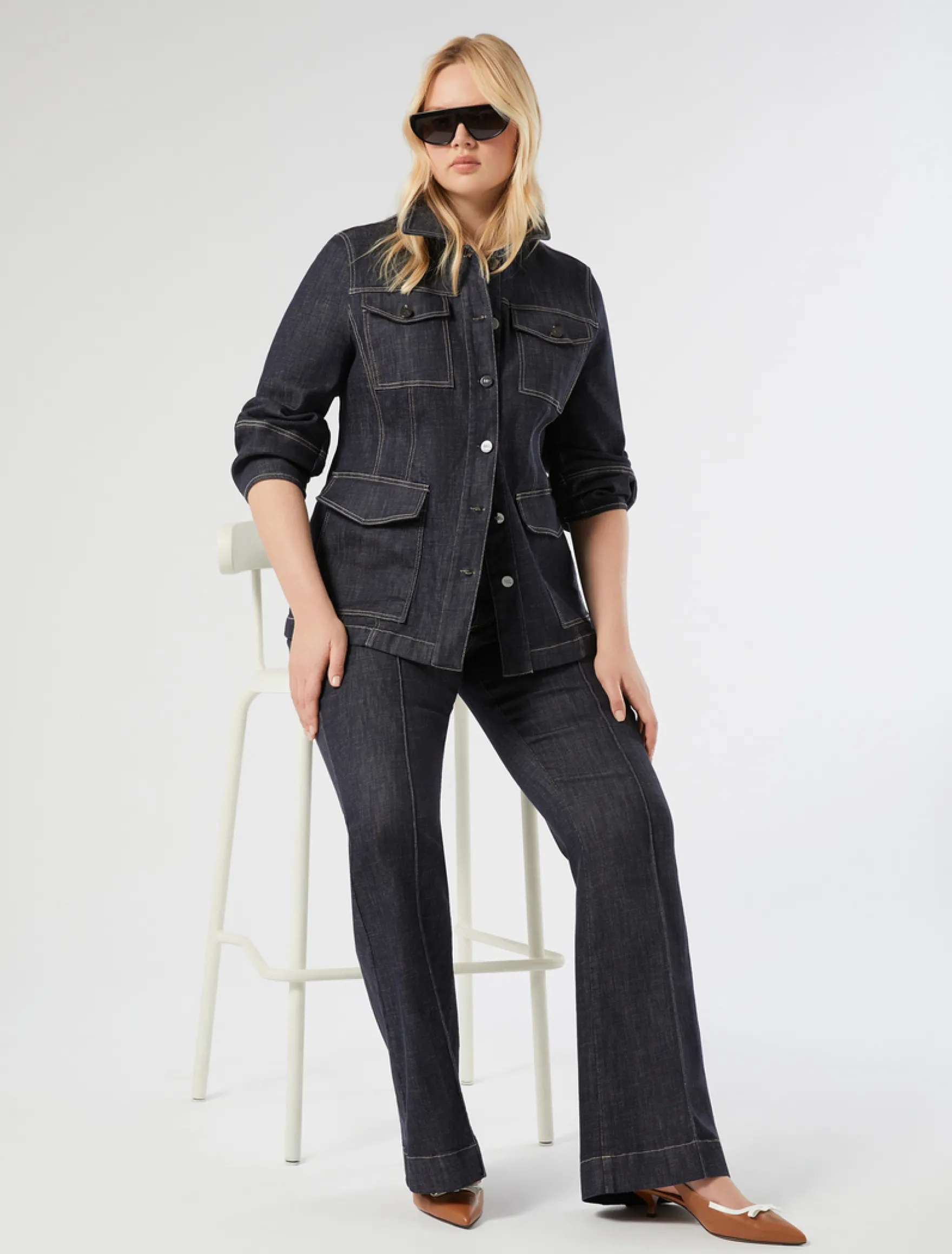 Giacca in cotone stretch - BLU NOTTE