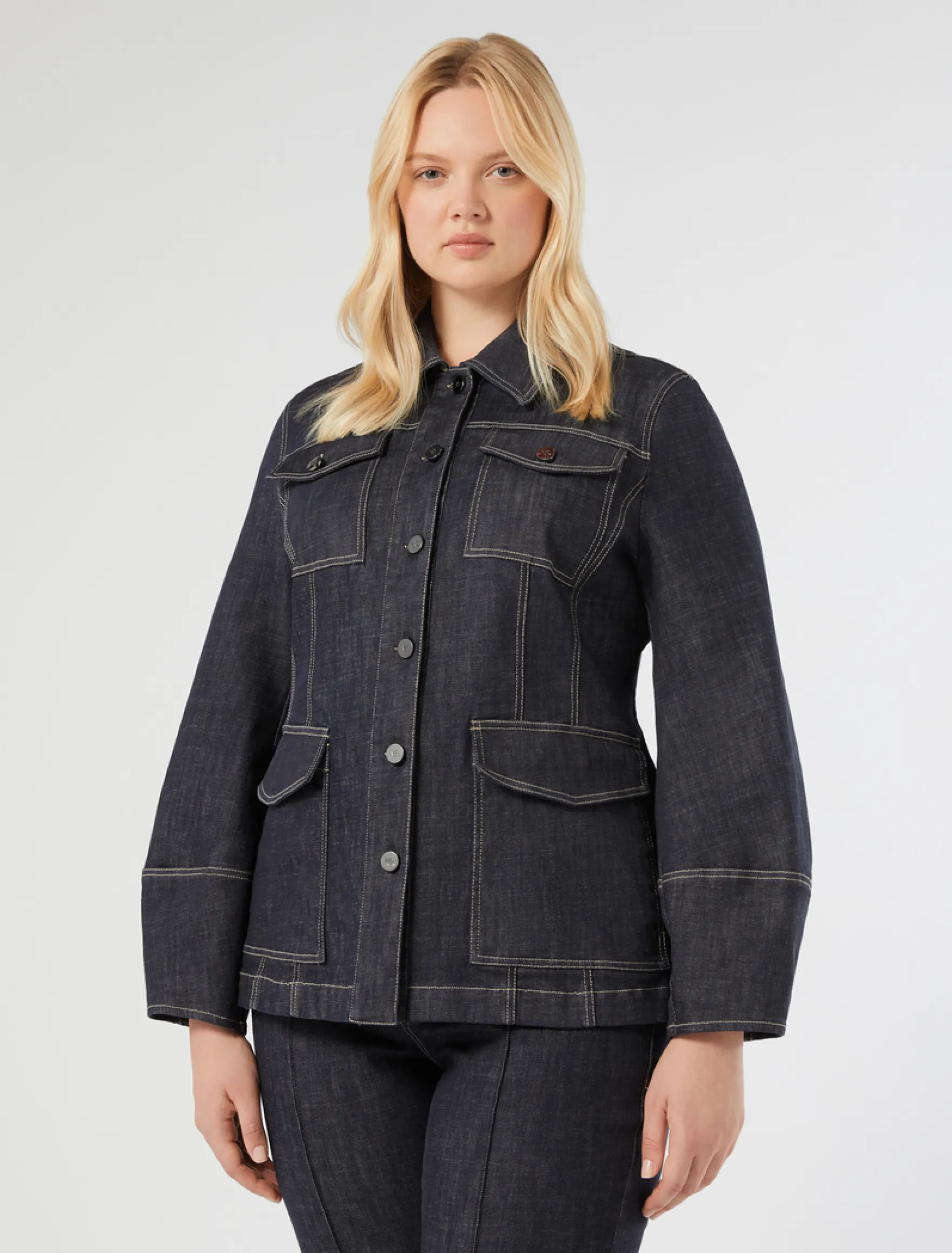 Giacca in cotone stretch - BLU NOTTE
