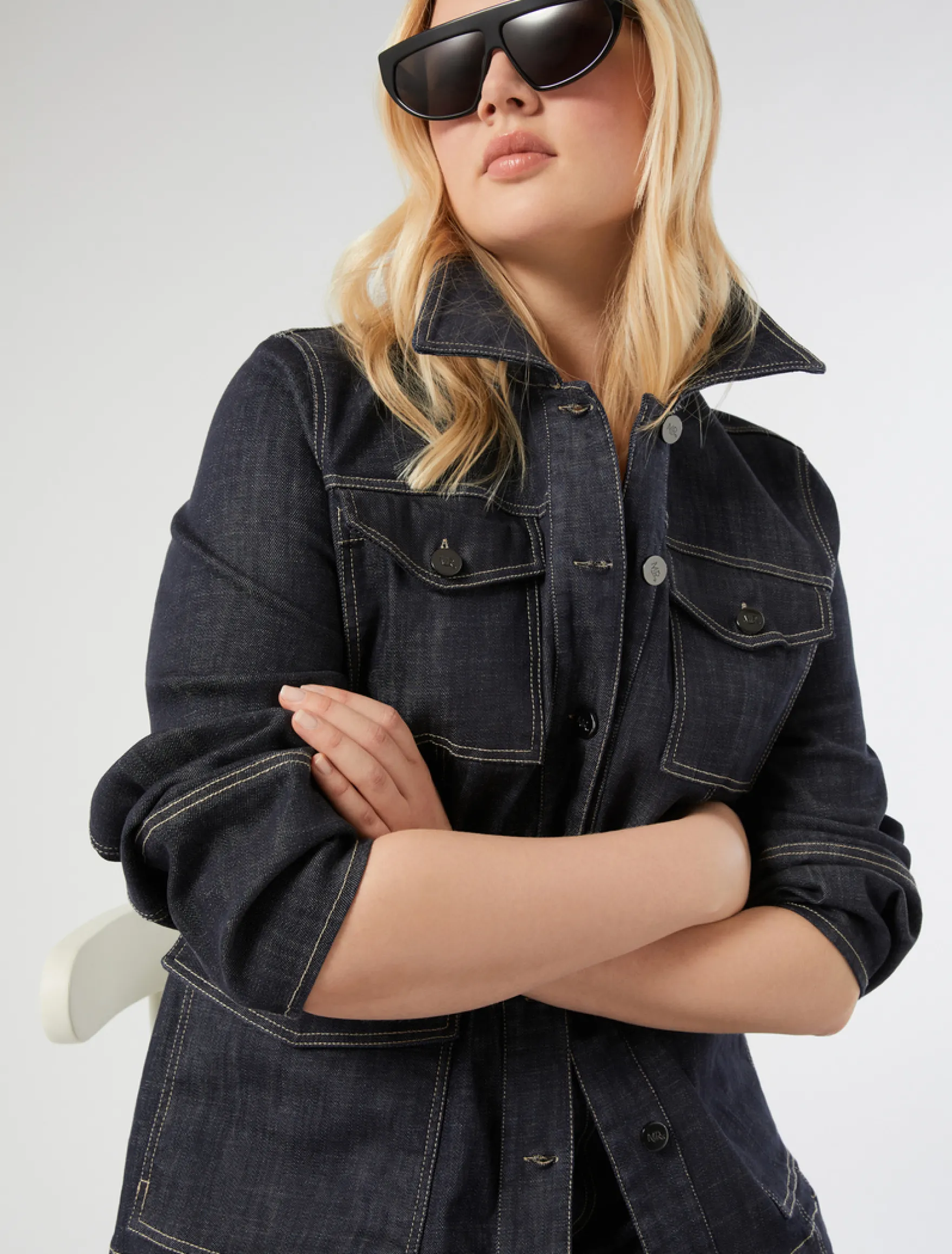 Giacca in cotone stretch - BLU NOTTE