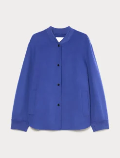 Giacca in double di misto lana - BLU CINA