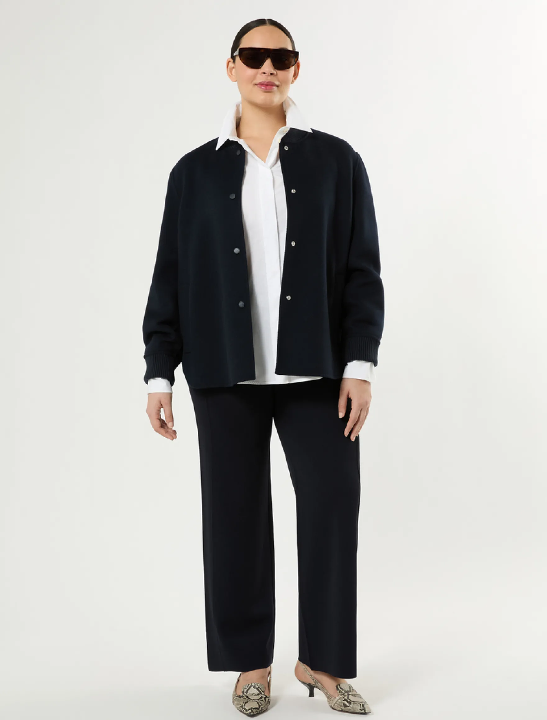 Giacca in double di misto lana - BLU MARINO