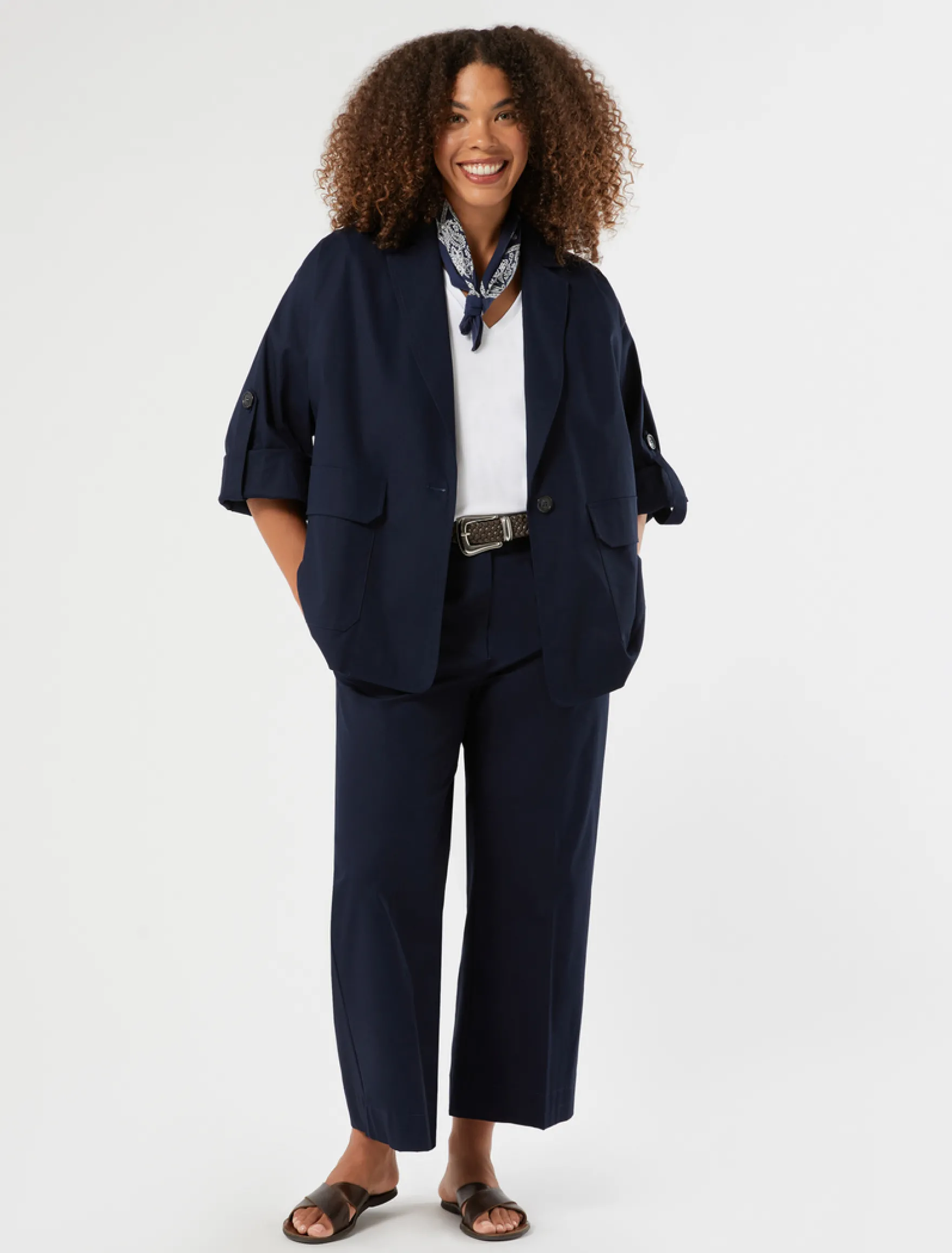 Giacca in gabardina di cotone - BLU MARINO