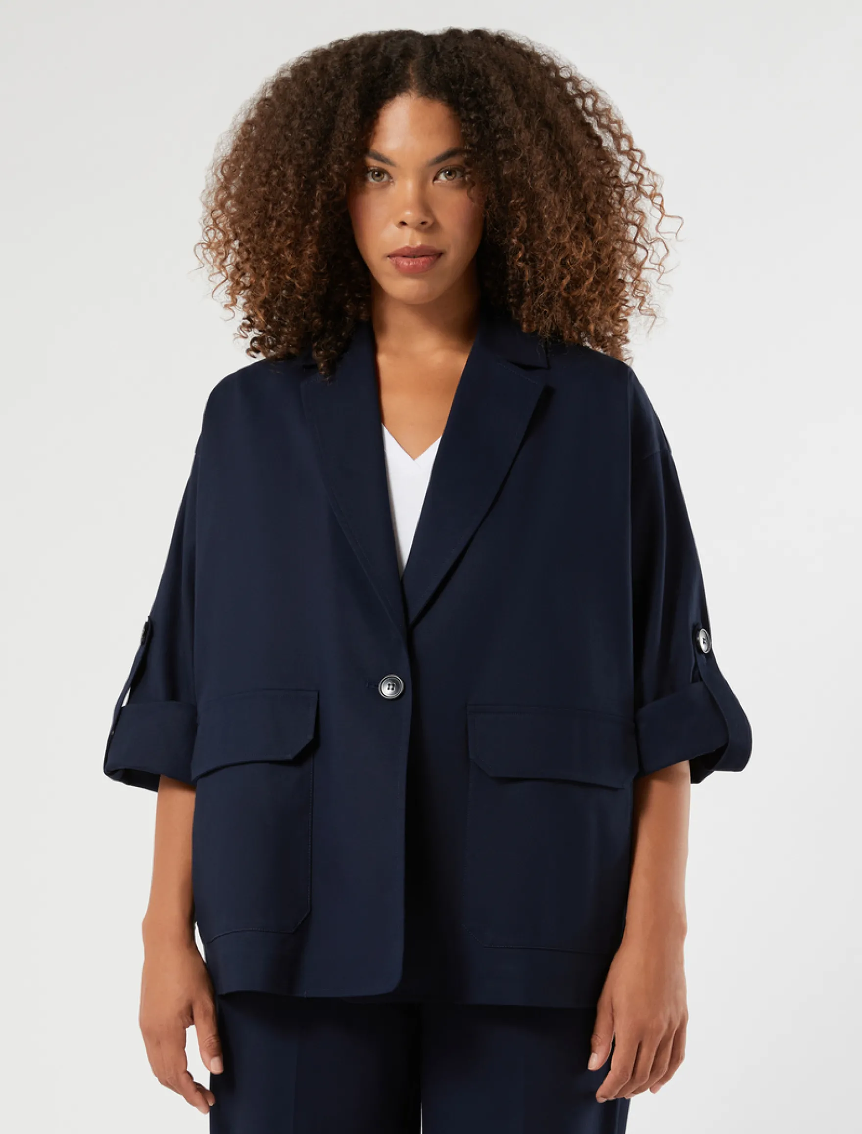 Giacca in gabardina di cotone - BLU MARINO