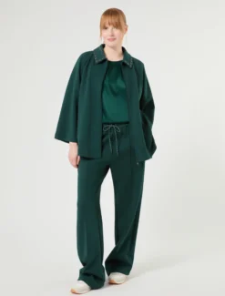 Giacca in jersey con ricamo - VERDE BOSCO
