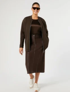 Giacca in jersey double - MARRONE SCURO