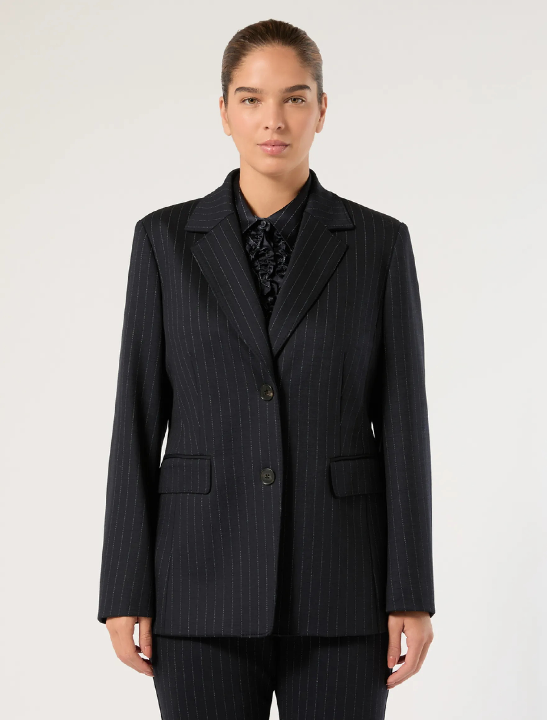 Giacca in jersey jacquard - BLU NOTTE