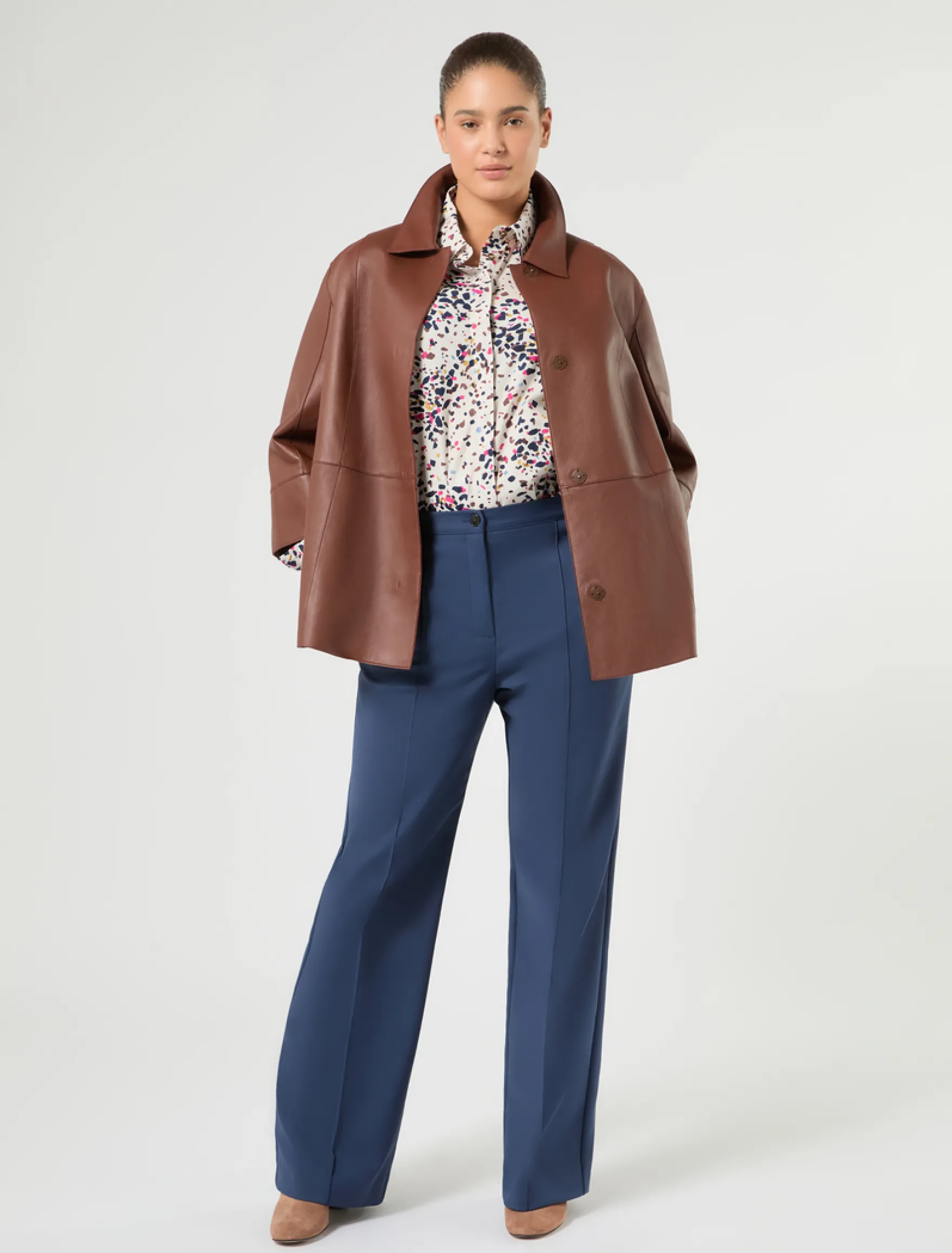 Giacca in nappa e jersey - MATTONE ROSSO