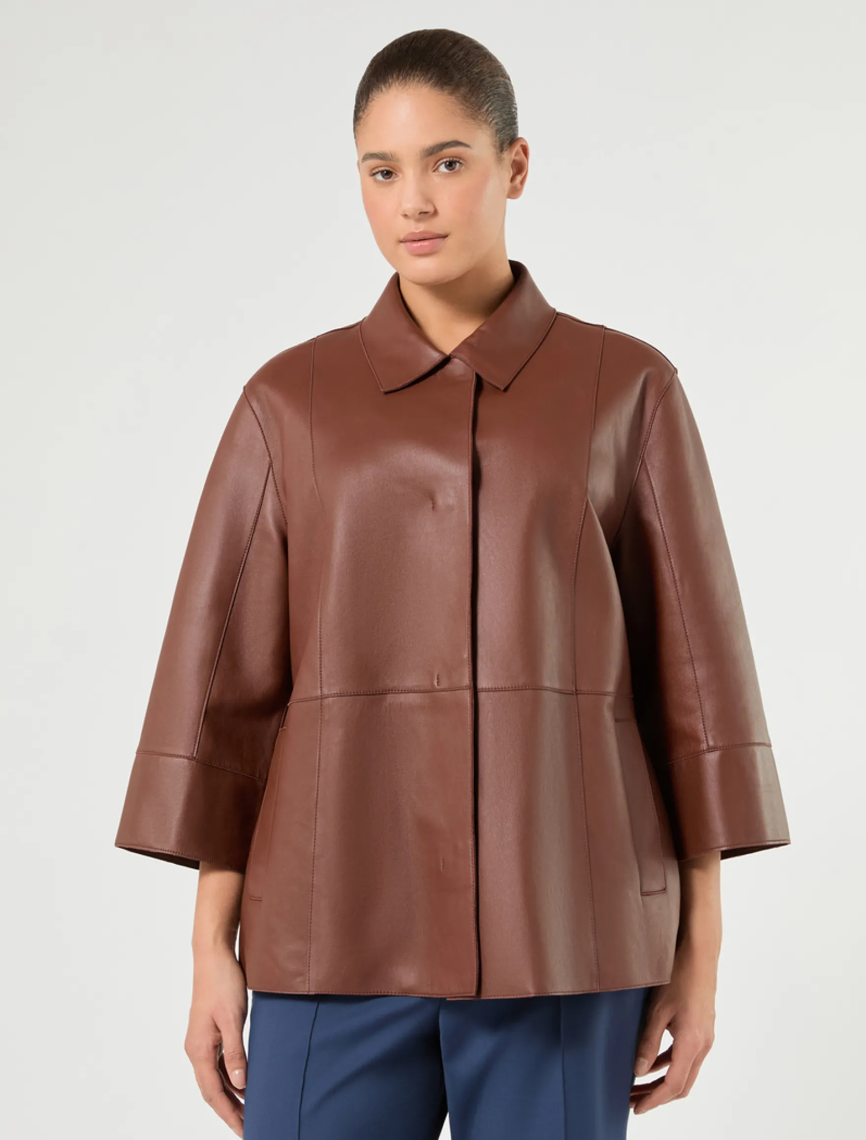 Giacca in nappa e jersey - MATTONE ROSSO