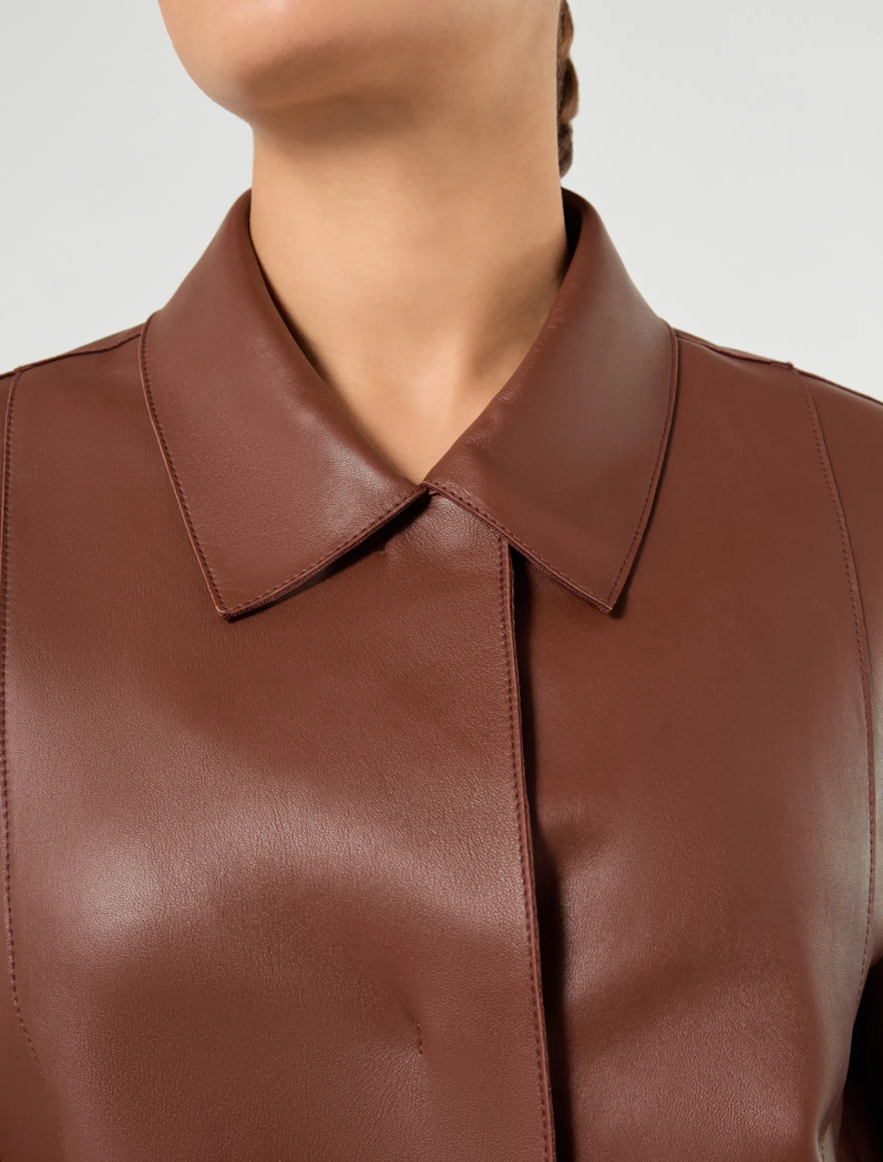 Giacca in nappa e jersey - MATTONE ROSSO