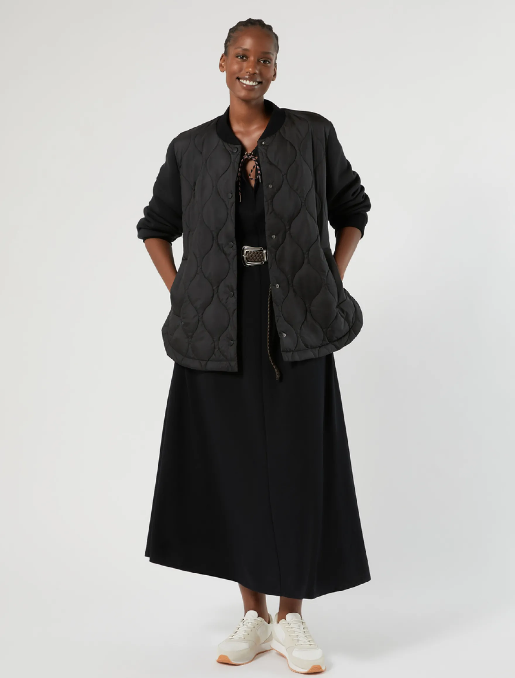 Giacca in scuba e nylon - NERO