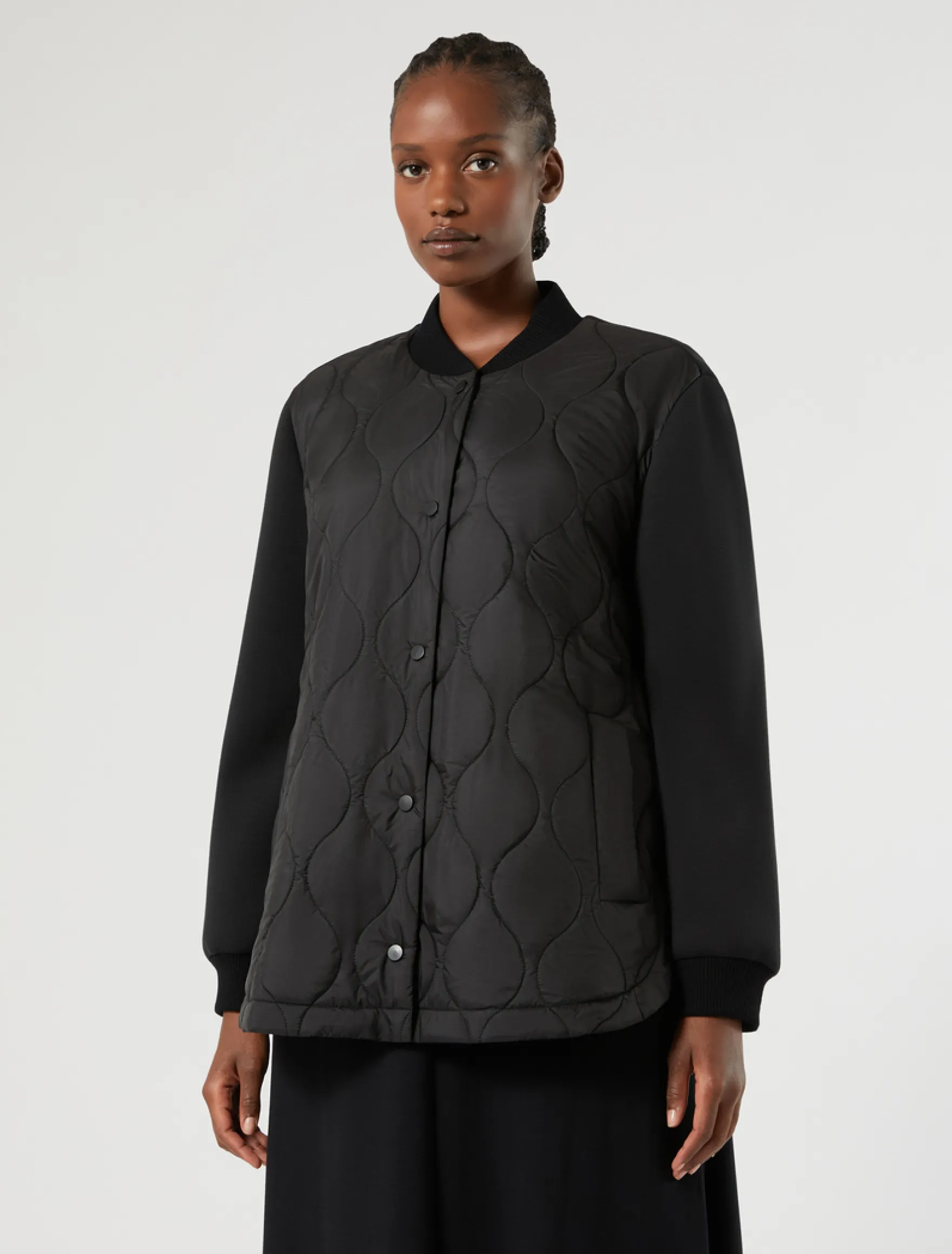 Giacca in scuba e nylon - NERO