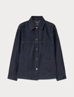 Giacca in tela denim di cotone e lino - BLU