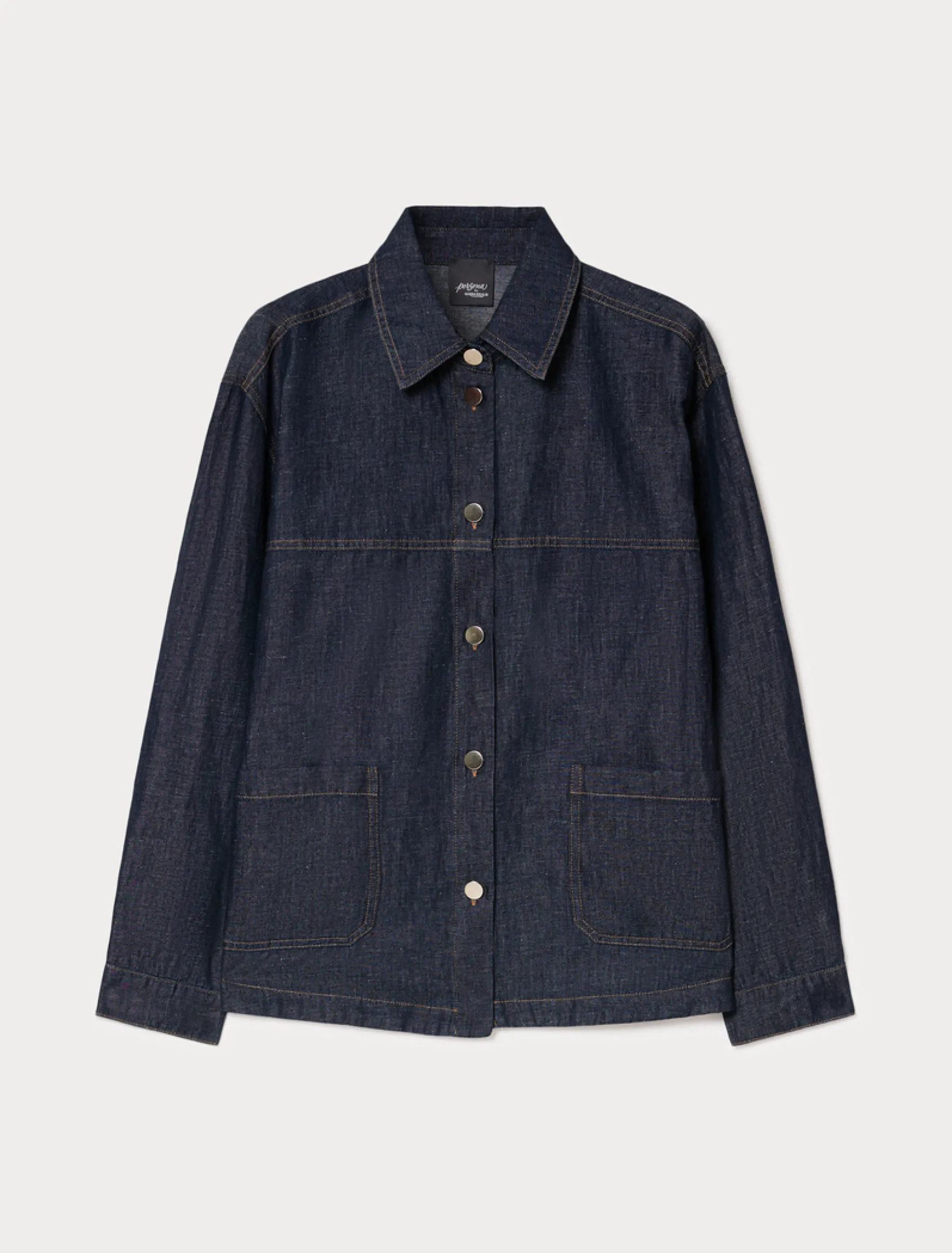 Giacca in tela denim di cotone e lino - BLU