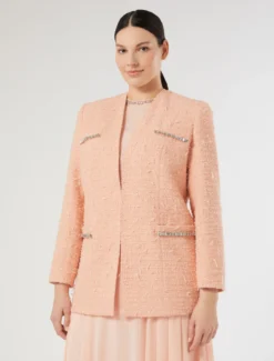 Giacca in tessuto armaturato con ricami - ROSA
