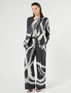 Giacca in twill di pura seta - NERO BIANCO