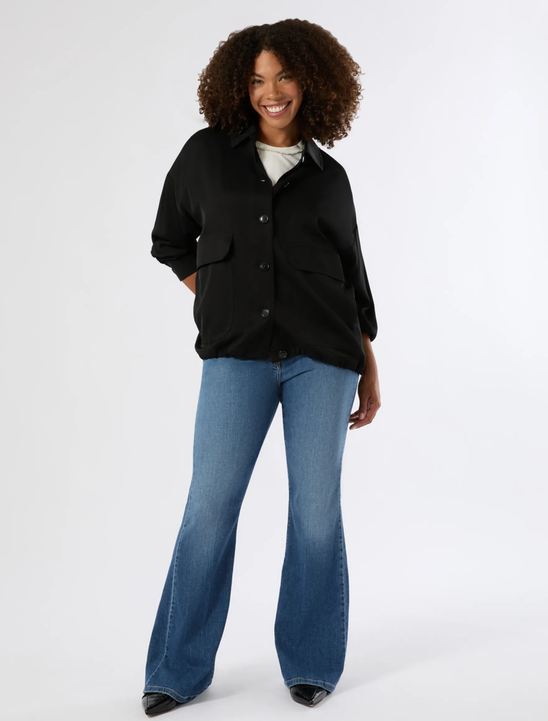 Giacca in twill di viscosa - NERO