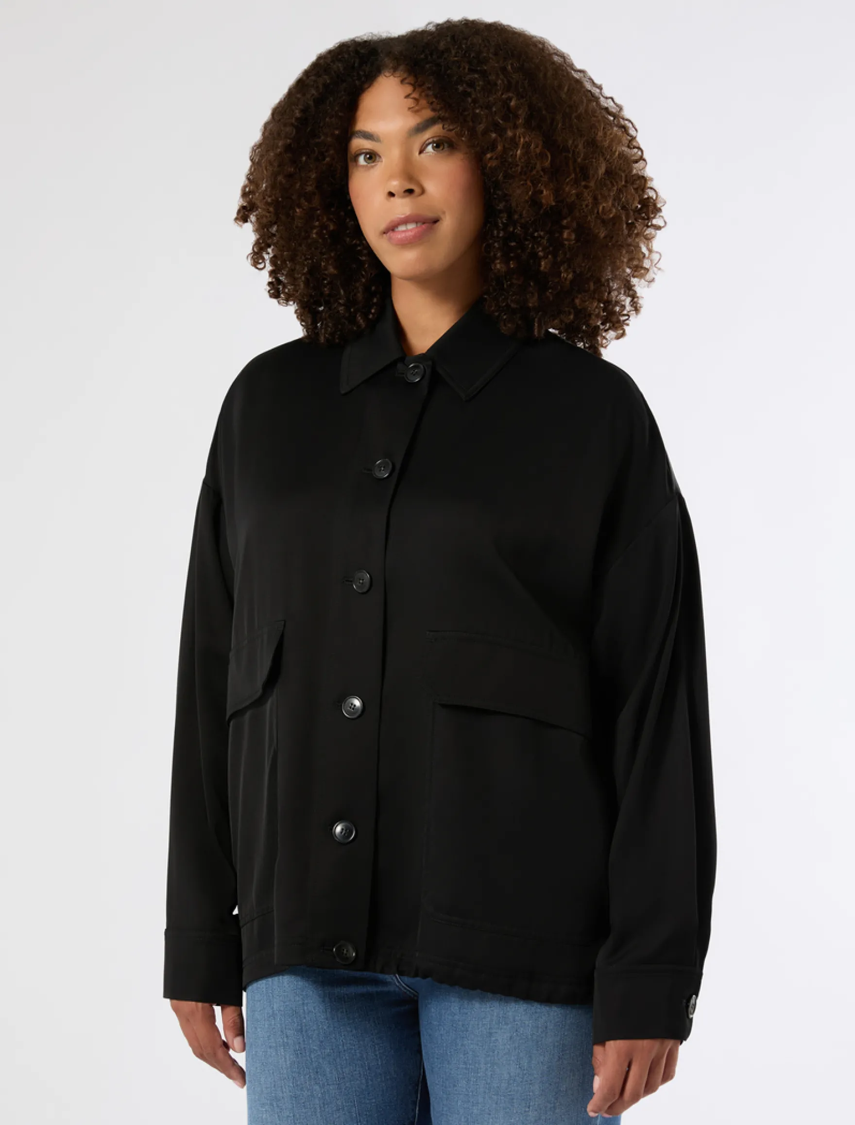 Giacca in twill di viscosa - NERO