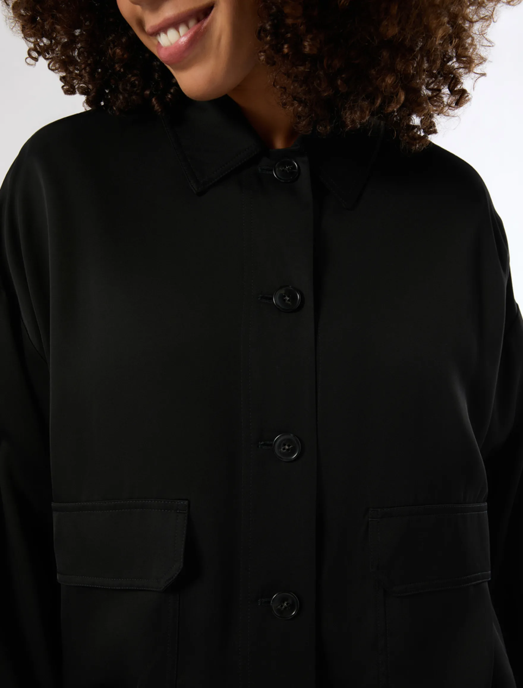 Giacca in twill di viscosa - NERO