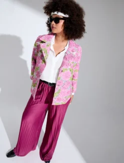 Giacca jacquard a fiori - ROSA