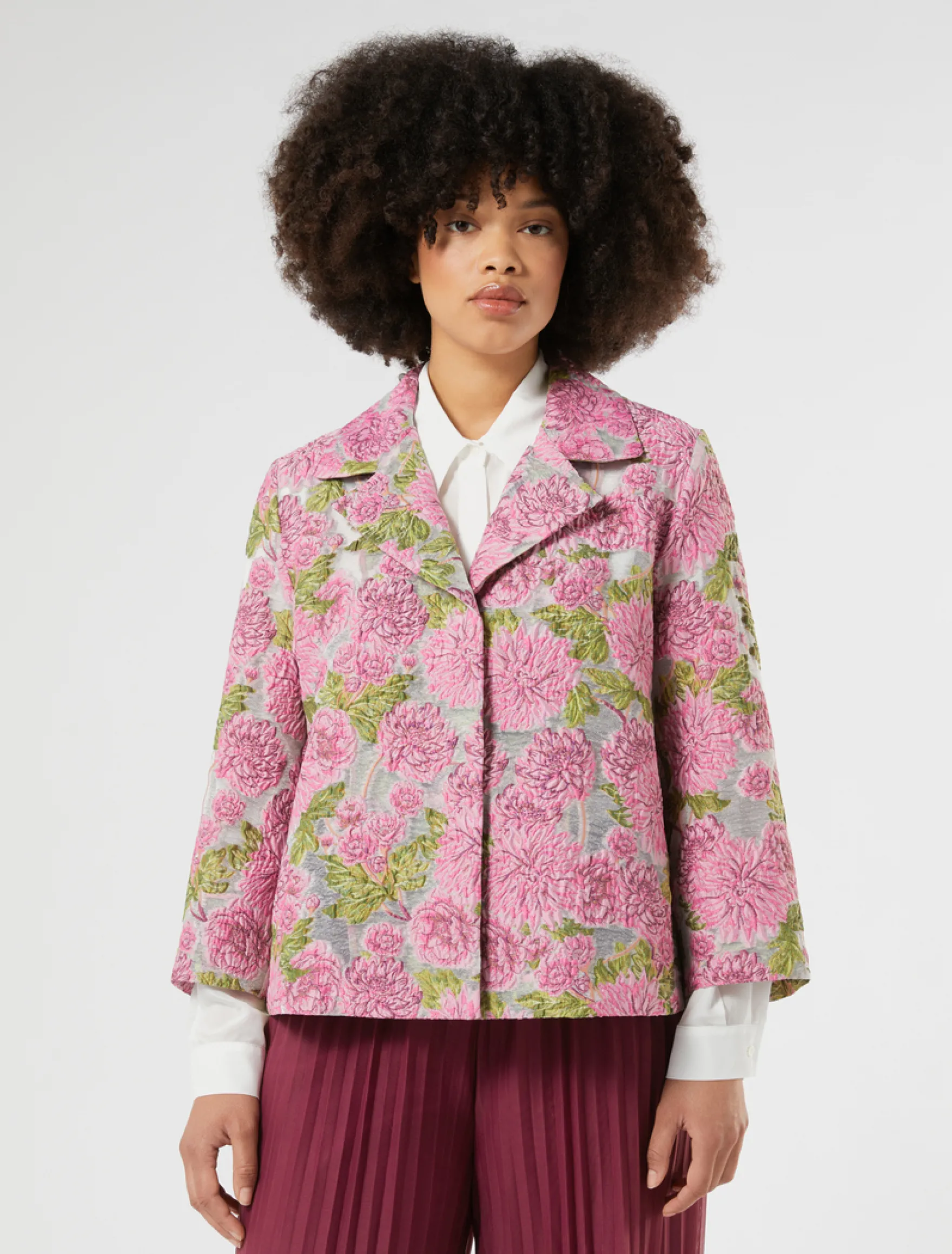Giacca jacquard a fiori - ROSA