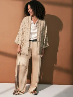 Giacca over in fil coupé - BEIGE