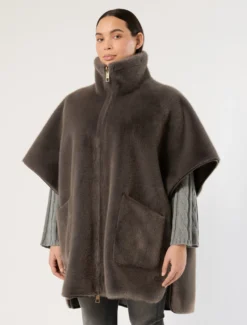Giaccone a mantella reversibile - GRIGIO MEDIO