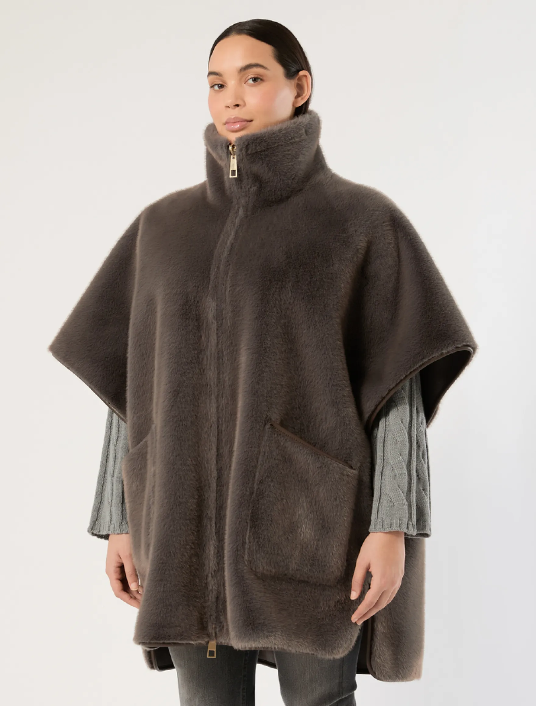 Giaccone a mantella reversibile - GRIGIO MEDIO