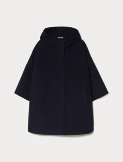 Giaccone in double di lana e cachemire - BLU NOTTE