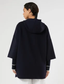Giaccone in double di lana e cachemire - BLU NOTTE