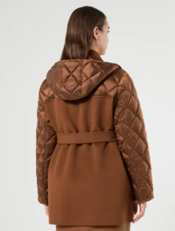 Giaccone in double di misto lana e nylon - CUOIO