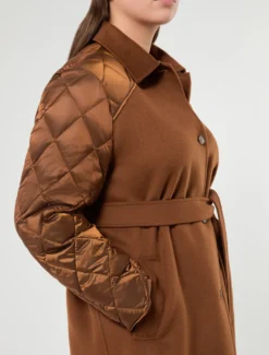 Giaccone in double di misto lana e nylon - CUOIO