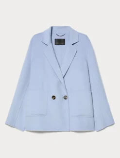 Giaccone in double di pura lana - AZZURRO