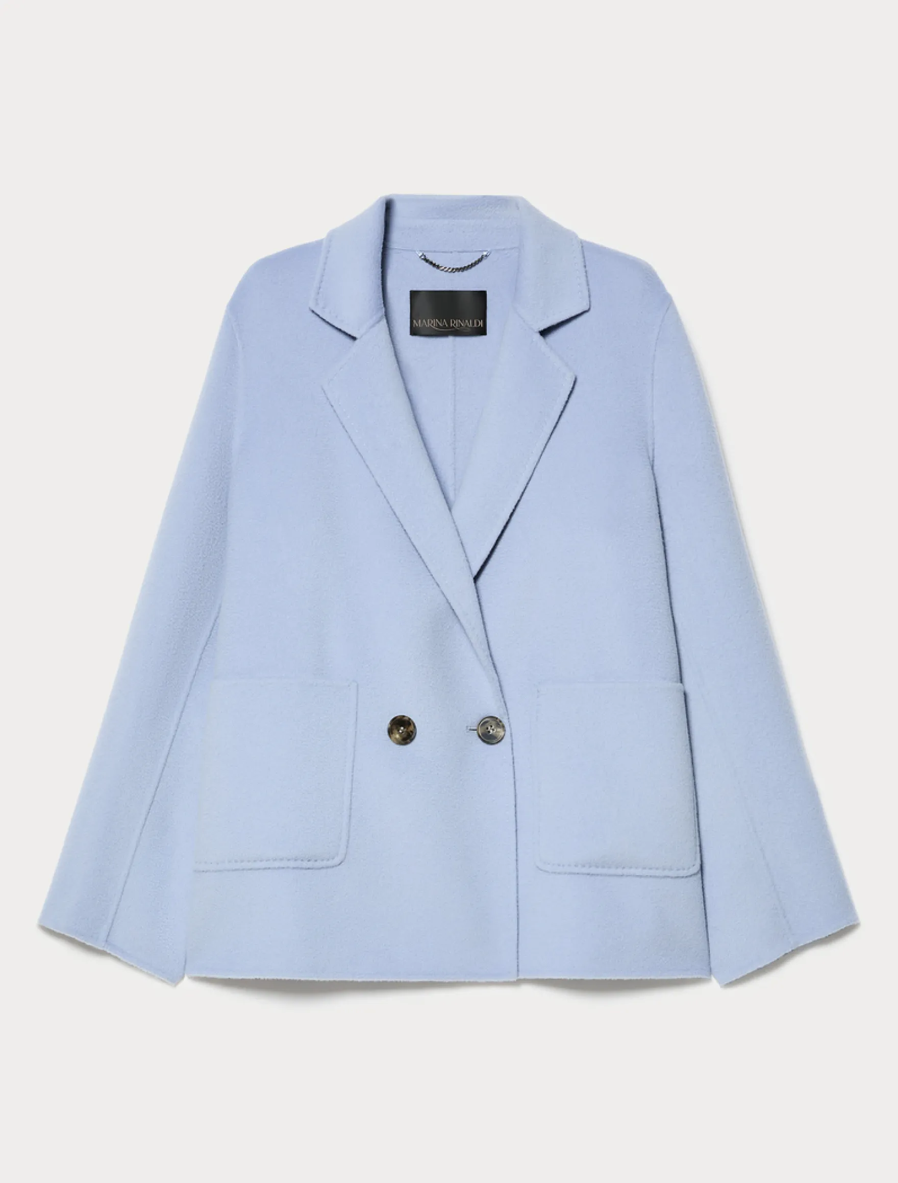 Giaccone in double di pura lana - AZZURRO