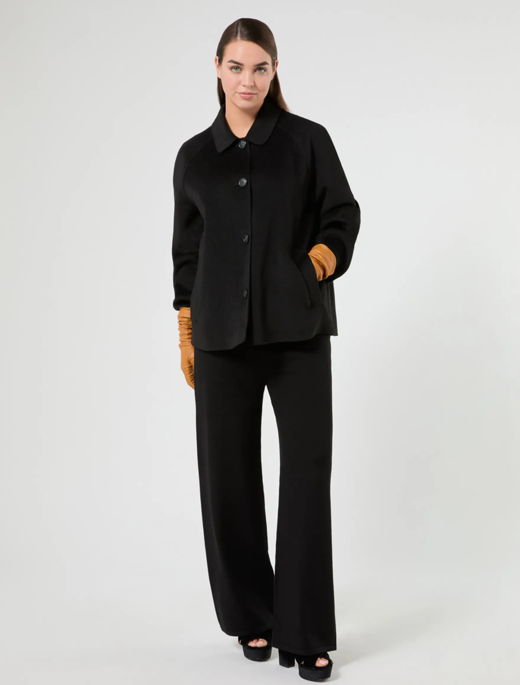 Giaccone in panno double - NERO