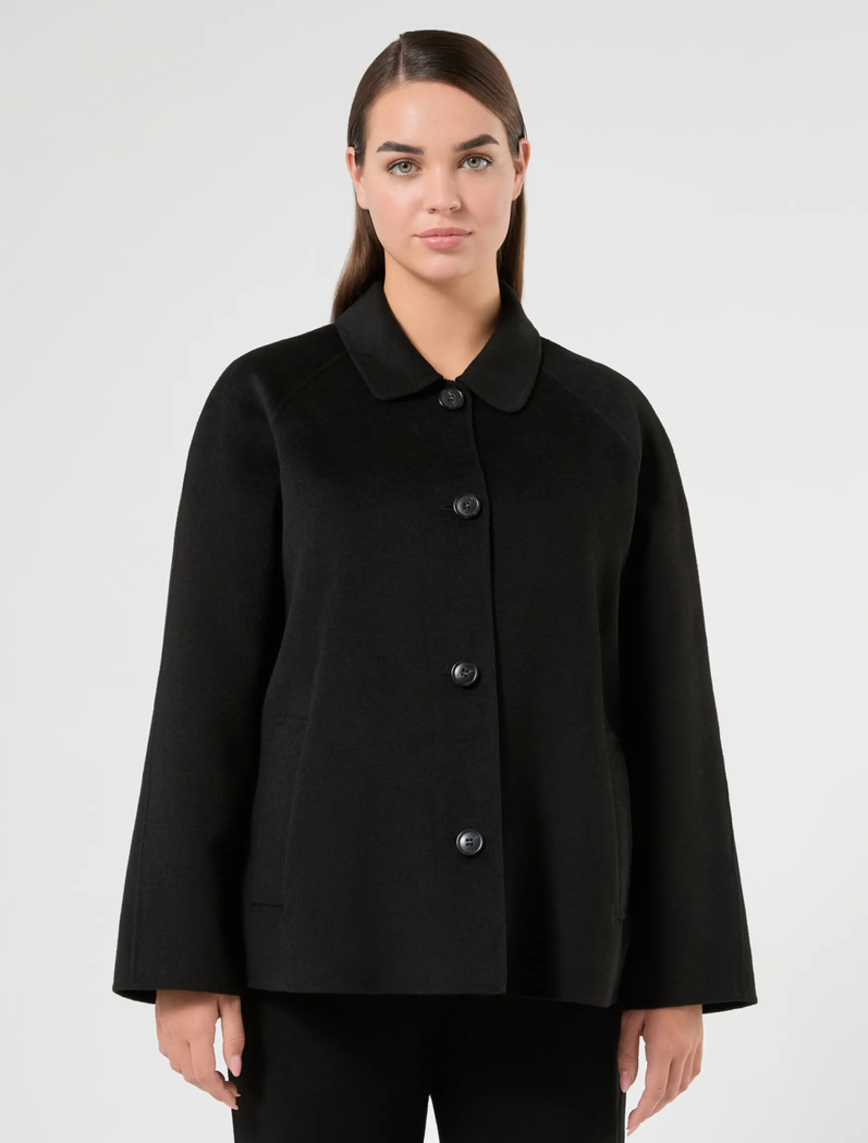 Giaccone in panno double - NERO