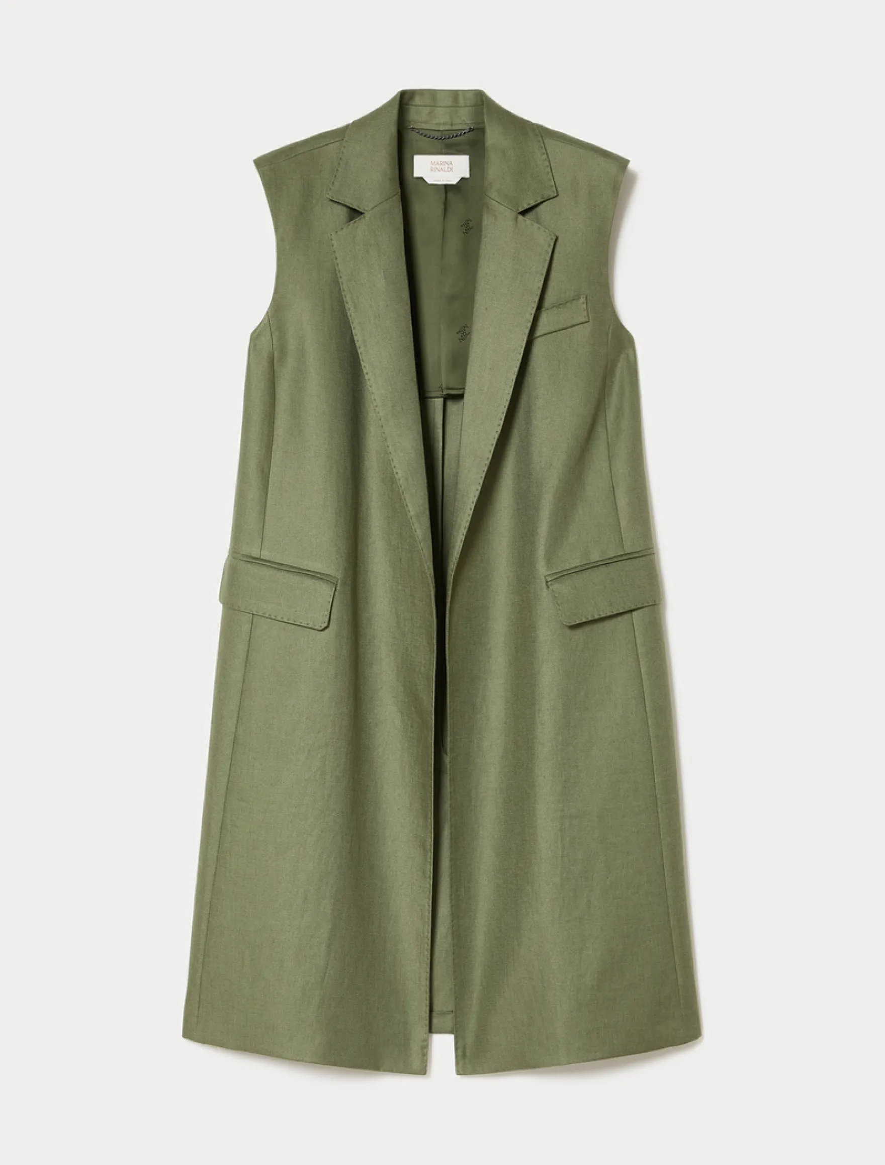 Gilet in lino - VERDE OLIVA