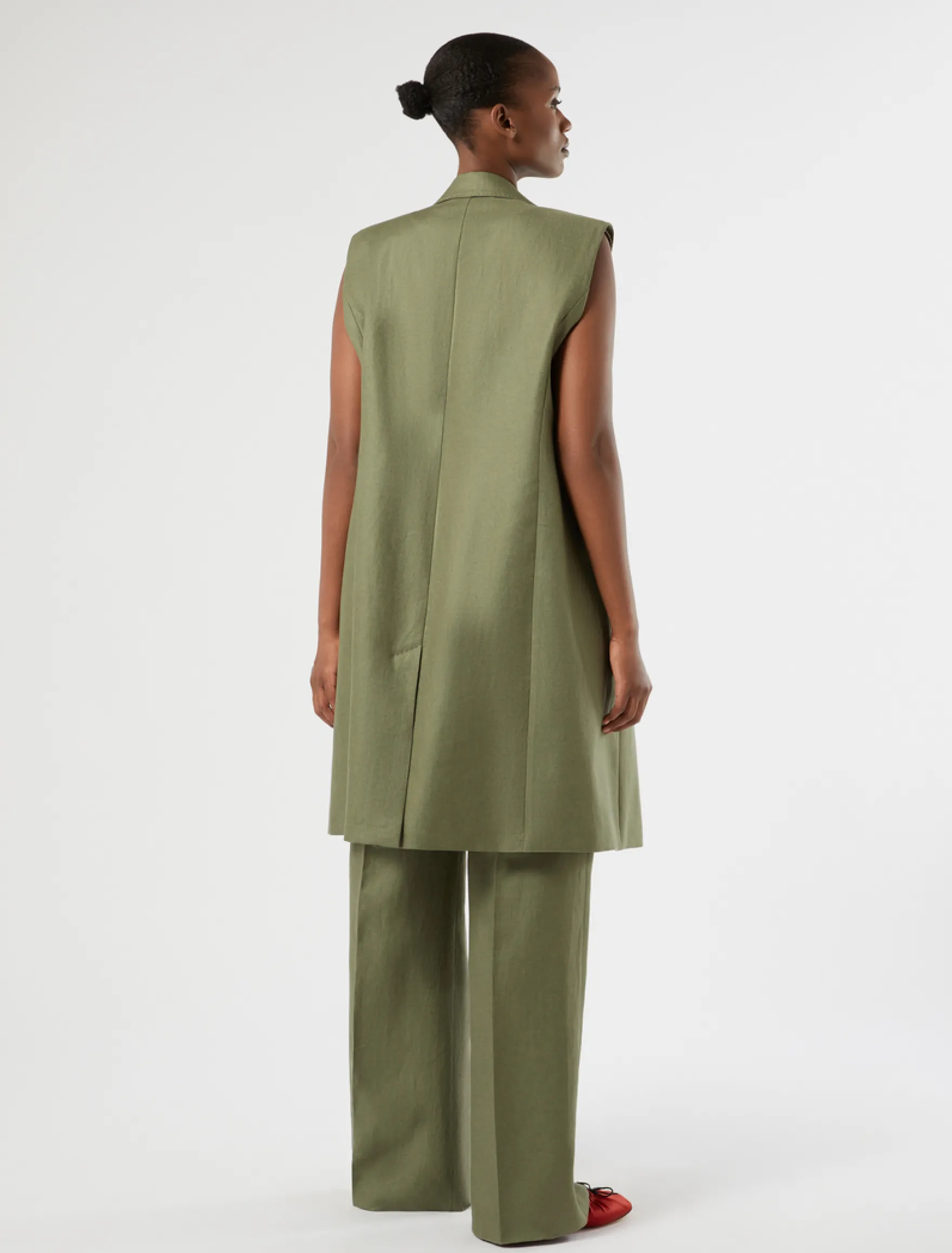 Gilet in lino - VERDE OLIVA