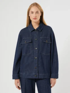 Giubbino in denim stretch - BLU NOTTE