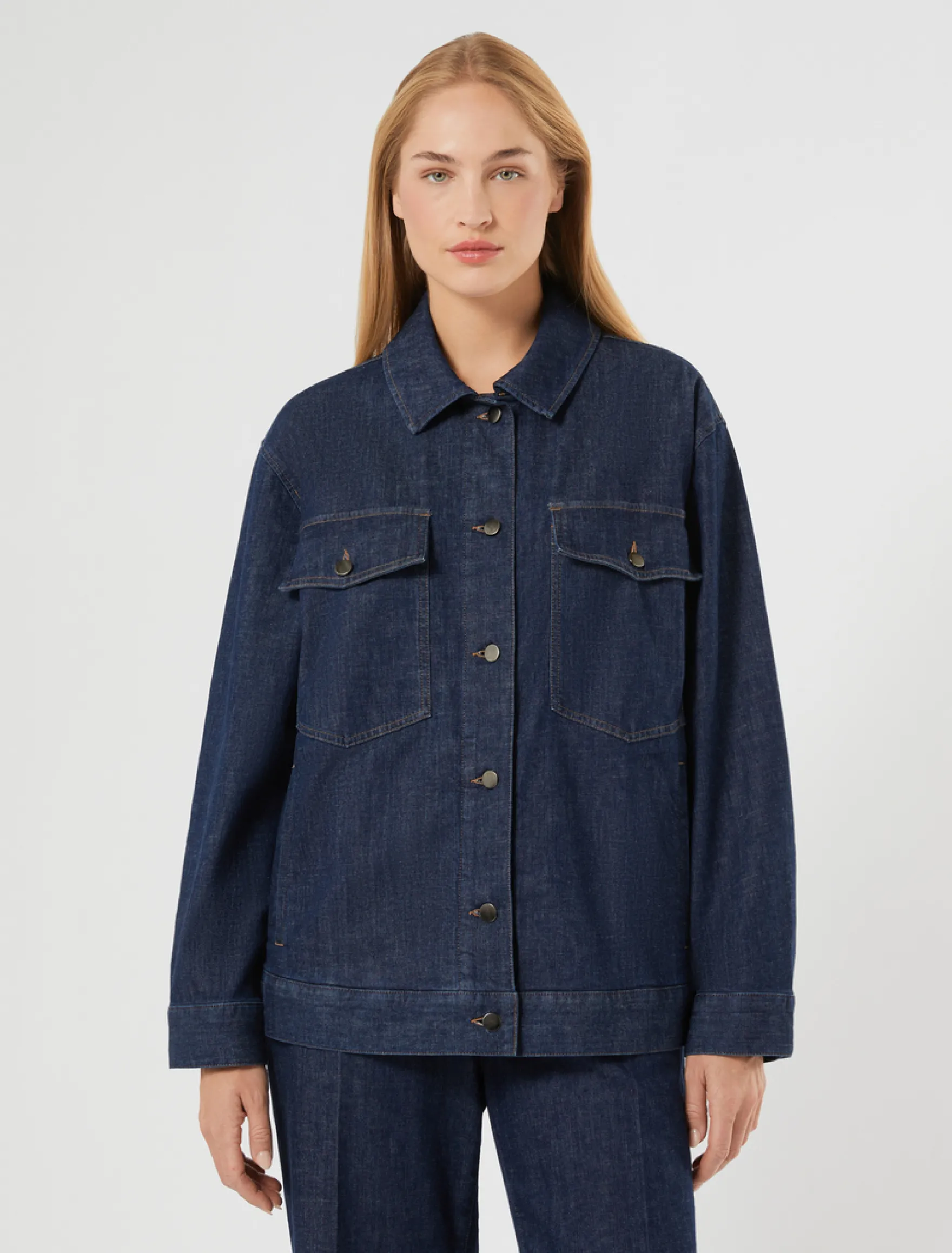 Giubbino in denim stretch - BLU NOTTE