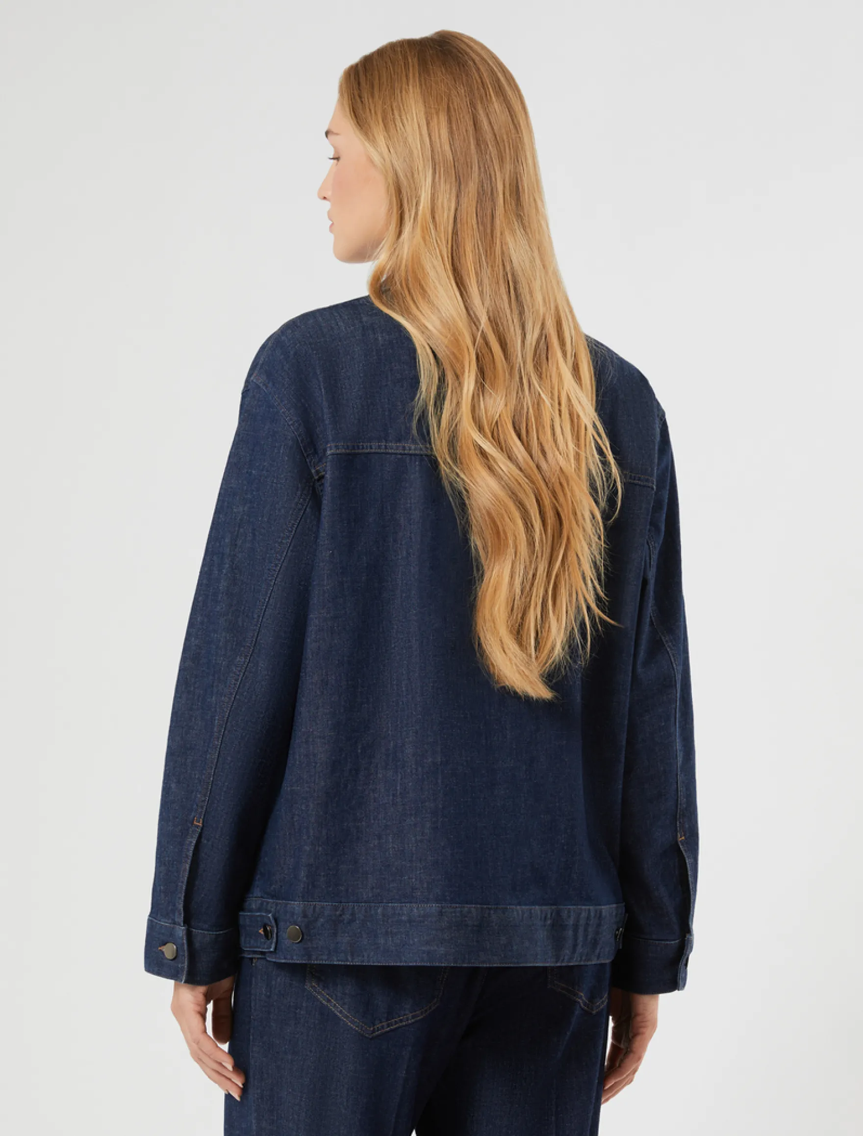 Giubbino in denim stretch - BLU NOTTE