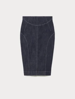 Gonna a tubino in cotone stretch - BLU NOTTE