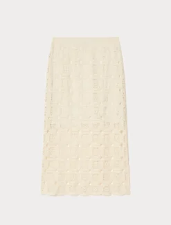 Gonna a tubino in crochet di cotone - ECRU