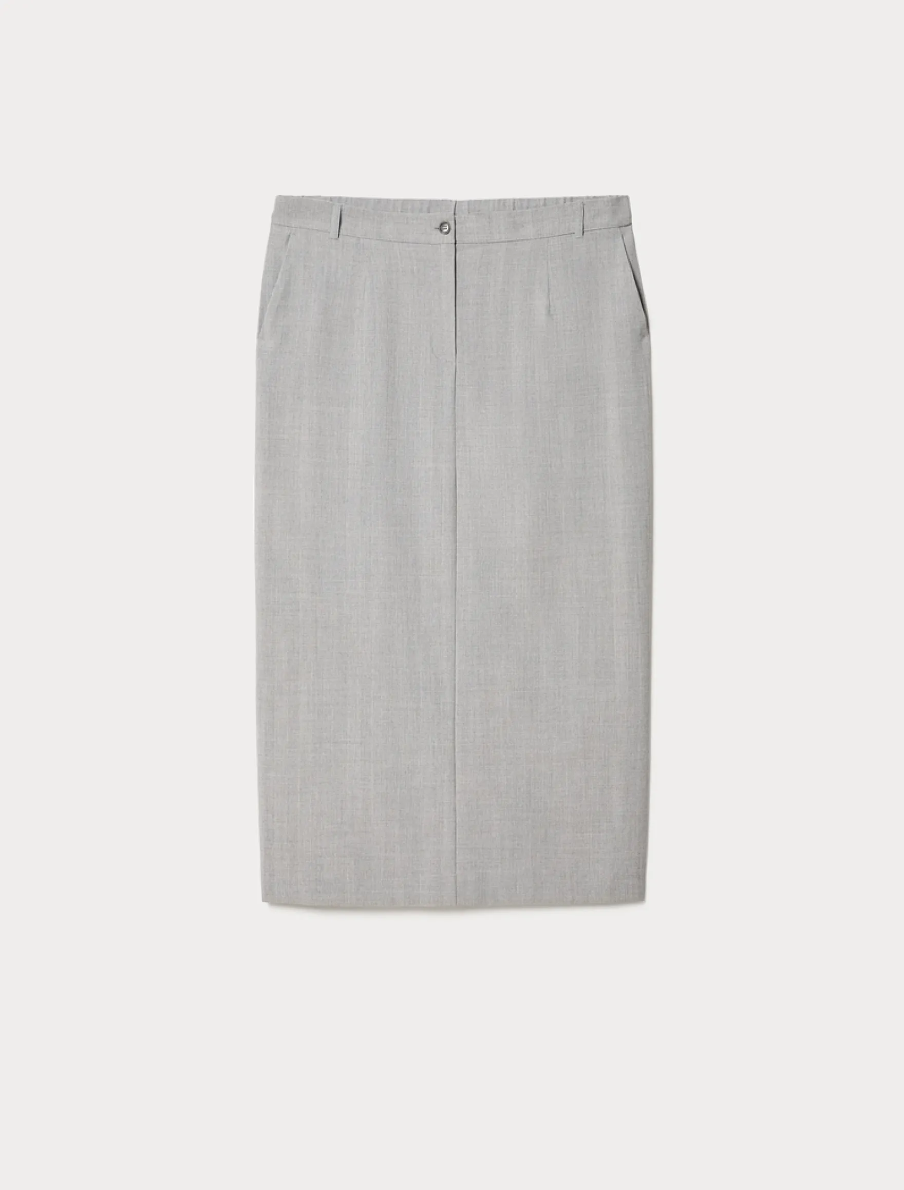 Gonna a tubino in twill - GRIGIO MEDIO