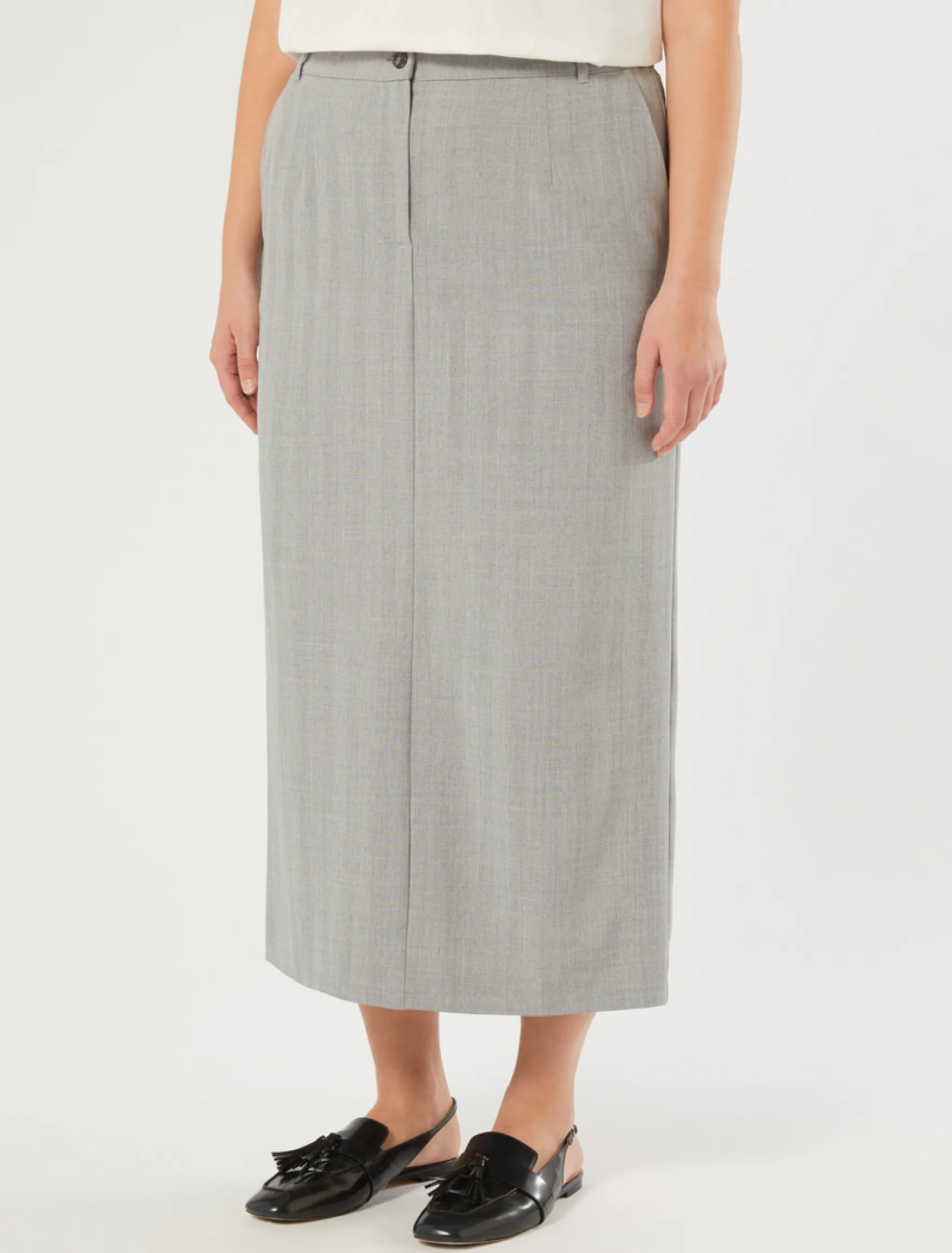 Gonna a tubino in twill - GRIGIO MEDIO
