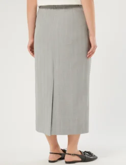 Gonna a tubino in twill - GRIGIO MEDIO